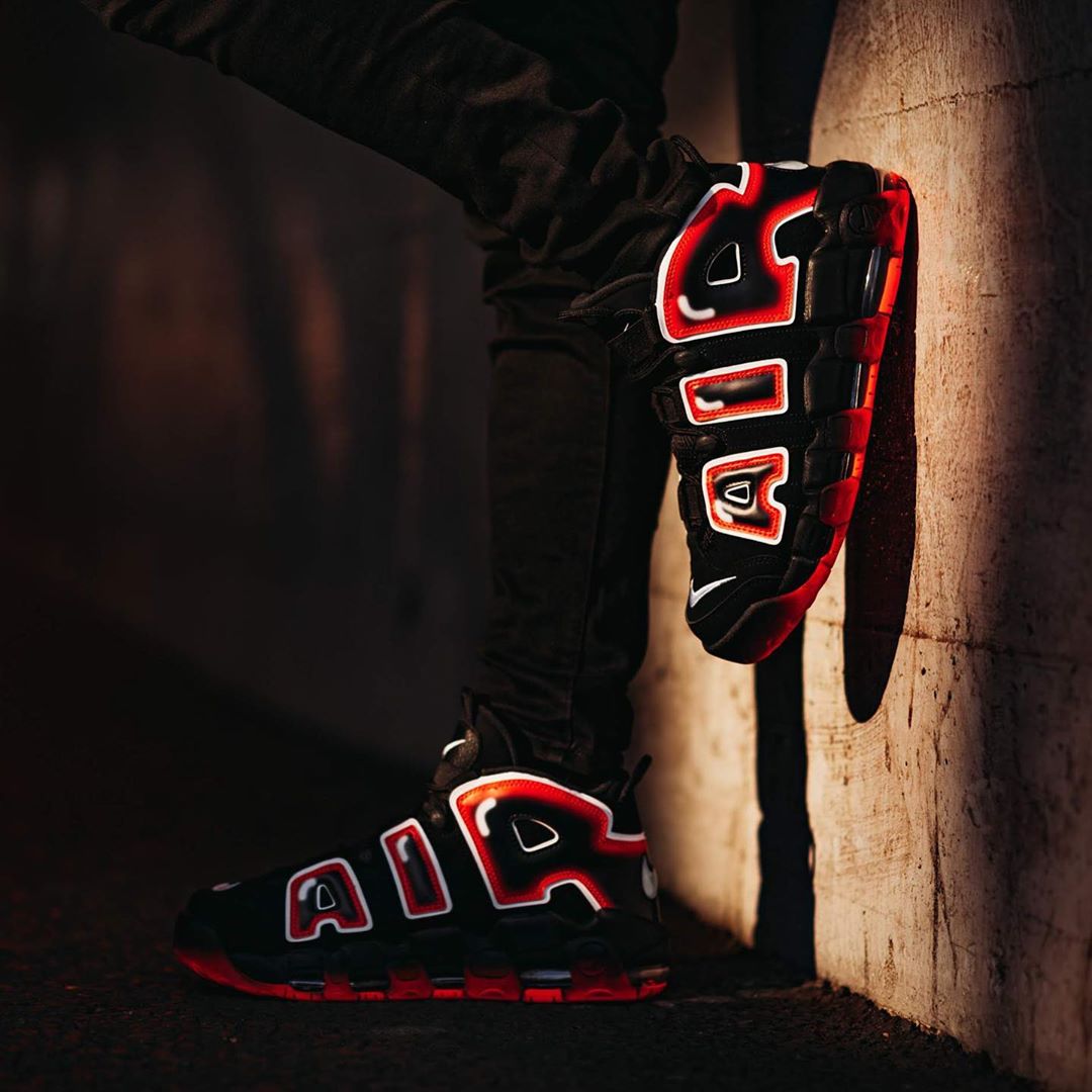 NIKE ナイキ AIR MORE UPTEMPO 'LASER CRIMSON' エア モア アップテンポ "レーサー クリムゾン" メンズ スニーカー BLACK/WHITE-LASER CRIMSON ブラック/ホワイト-レーサークリムゾン【海外展開 日本未入荷】 - 画像 (3)