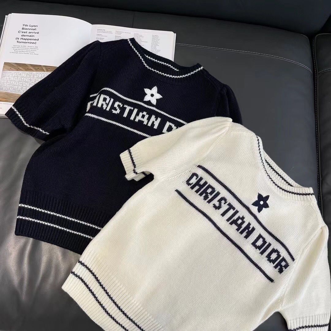DIOR五芒星ジャカードパフスリーブショートスリーブジャンパーニット【50%割引+送料無料】
