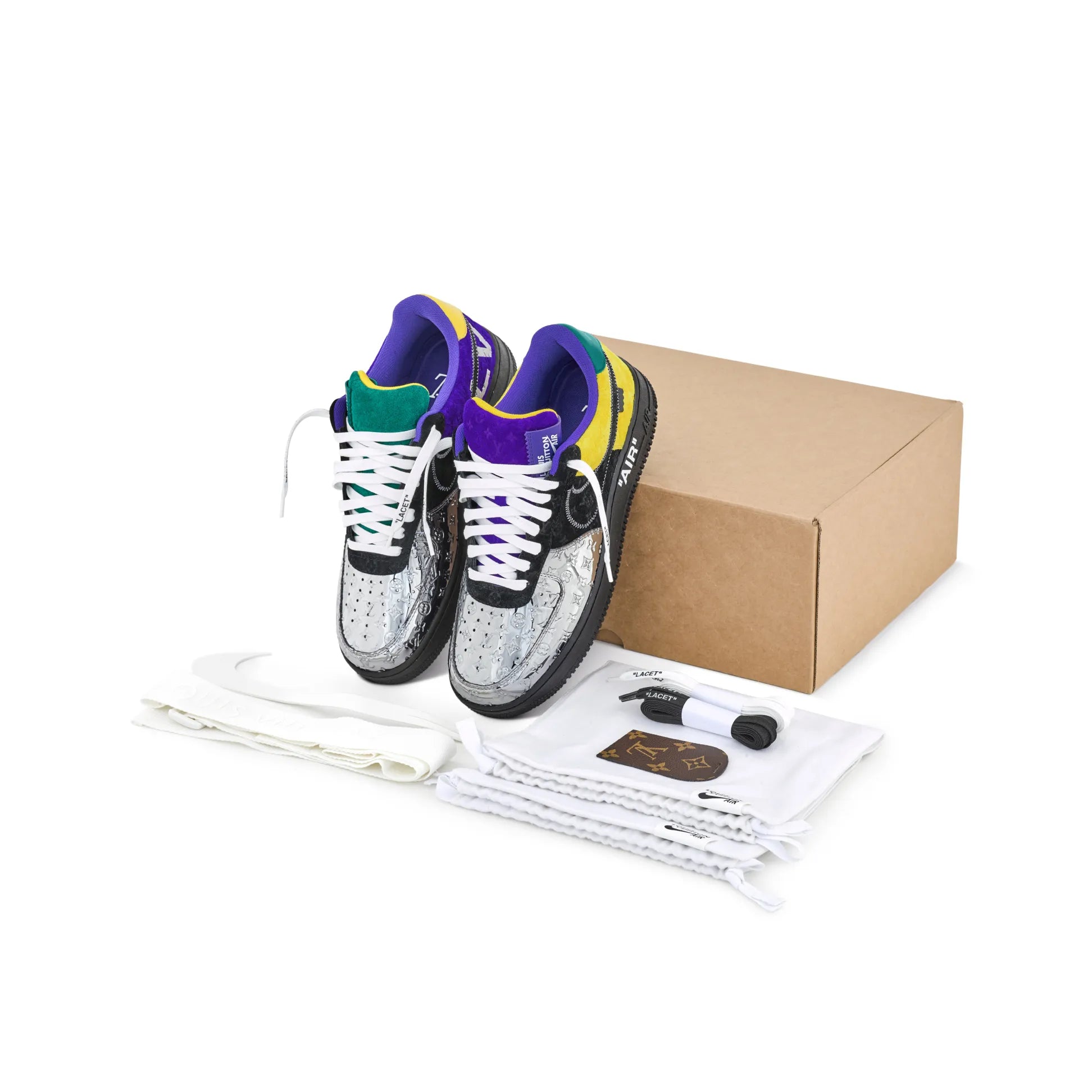 【新商品発売】【今年の新商品】LOUIS VUITTON NIKE AIR FORCE 1 LOW BY VIRGIL ABLOH BLACK METALLIC SILVER【代金引換】 - 画像 (10)