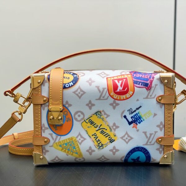 NEW L&V ハンドバッグ ボックスレザーボーダー 落書き