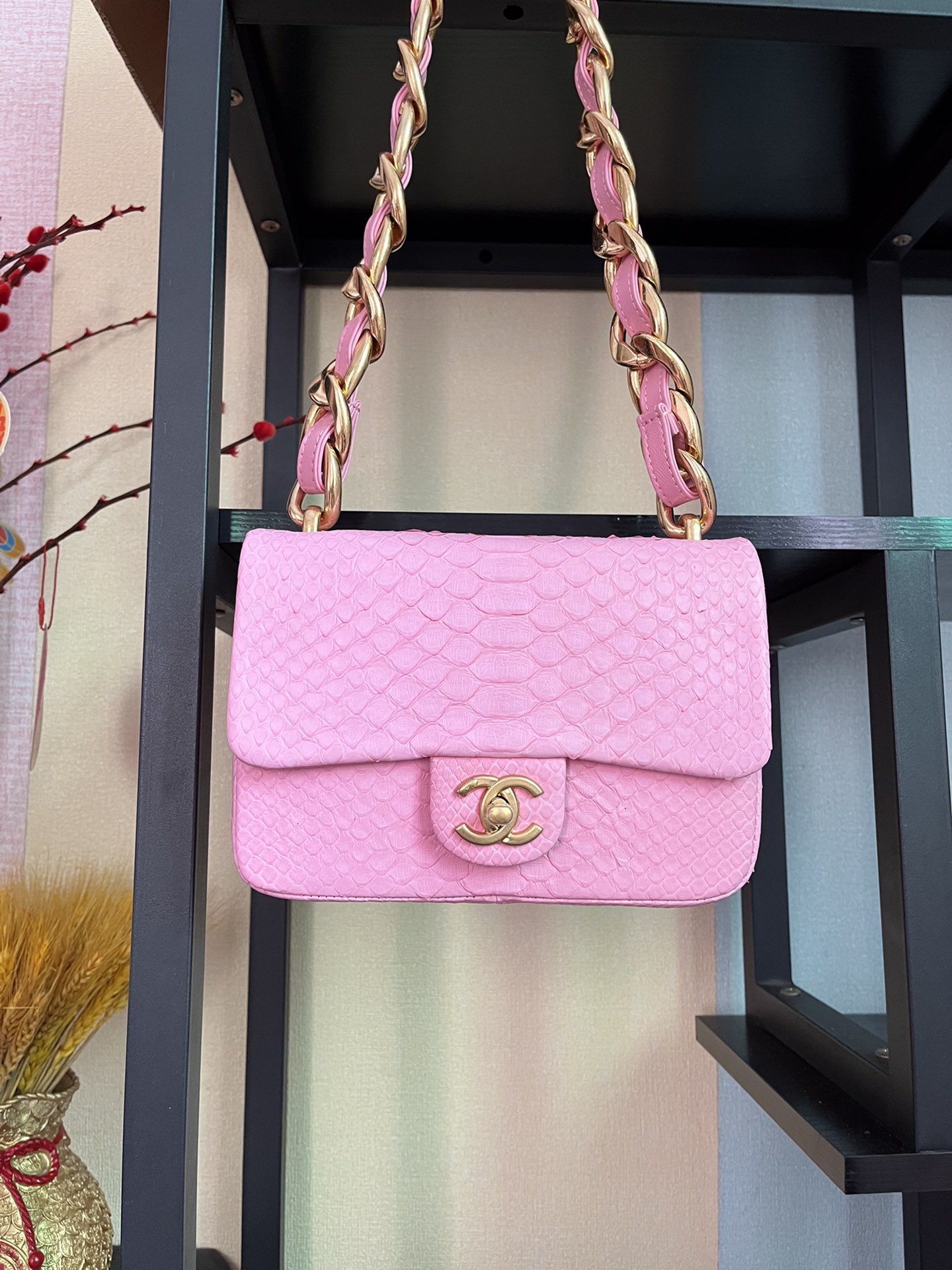 BOLSA CHANEL 2.55 PYTHON FLAP BAG AS3214 - 画像 (10)
