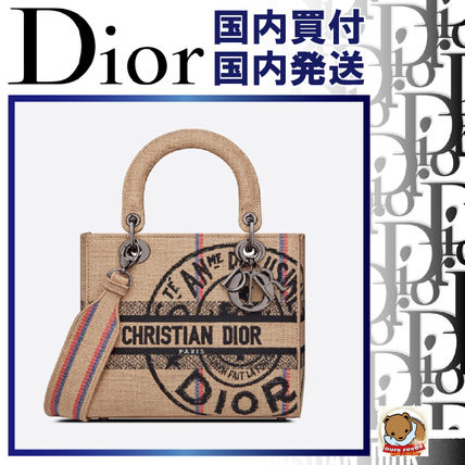 LADY D-LITE ミディアムバッグ DIOR UNION ジュートキャンバス